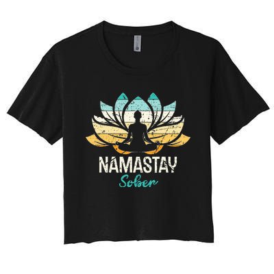 Namastay Sober NA AA 12 Step Recovery  Women's Crop Top Tee