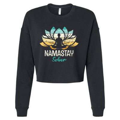 Namastay Sober NA AA 12 Step Recovery  Cropped Pullover Crew