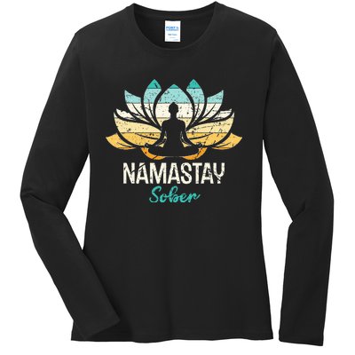 Namastay Sober NA AA 12 Step Recovery  Ladies Long Sleeve Shirt