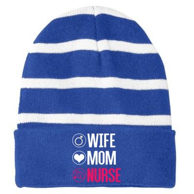 Nursery Stethoscope Nursing Gift Wife Mom Nurse Gift Striped Beanie with Solid Band