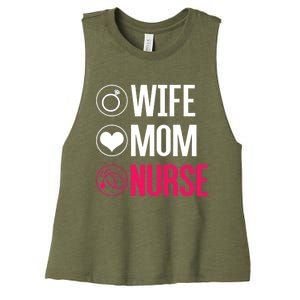 Nursery Stethoscope Nursing Gift Wife Mom Nurse Gift Women's Racerback Cropped Tank