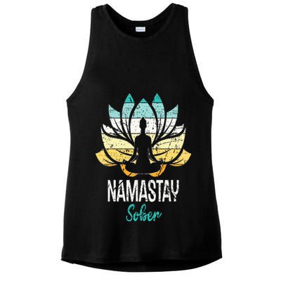 Namastay Sober NA AA 12 Step Recovery Narcotics Anonymous Ladies PosiCharge Tri-Blend Wicking Tank