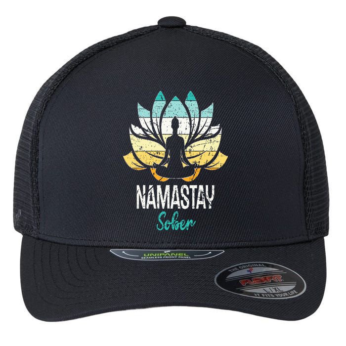 Namastay Sober NA AA 12 Step Recovery Narcotics Anonymous Flexfit Unipanel Trucker Cap