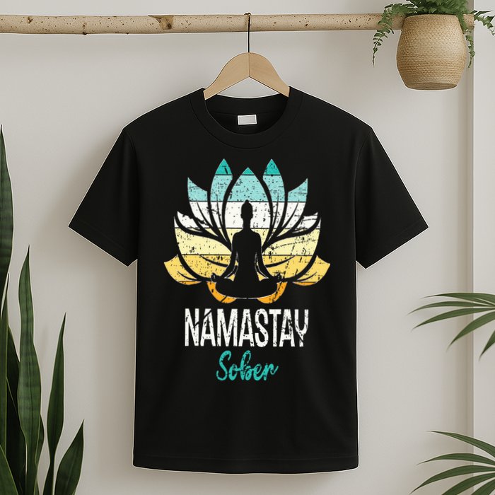 Namastay Sober NA AA 12 Step Recovery Narcotics Anonymous T-Shirt