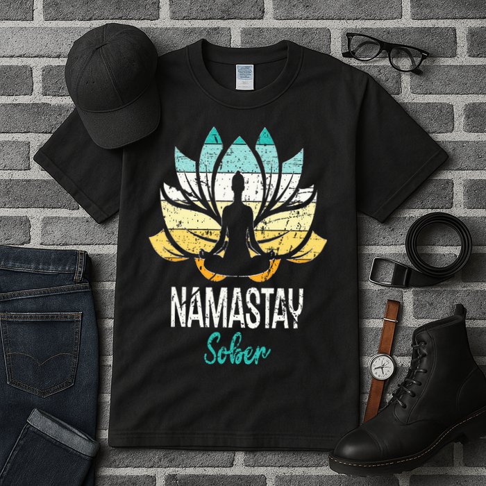 Namastay Sober NA AA 12 Step Recovery Narcotics Anonymous Tall T-Shirt
