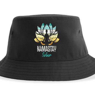 Namastay Sober NA AA 12 Step Recovery Narcotics Anonymous Sustainable Bucket Hat