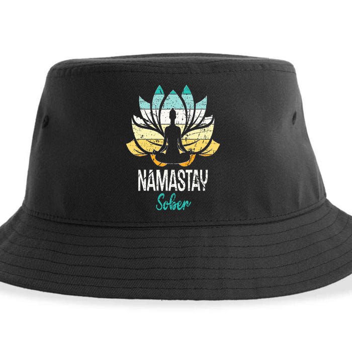 Namastay Sober NA AA 12 Step Recovery Narcotics Anonymous Sustainable Bucket Hat