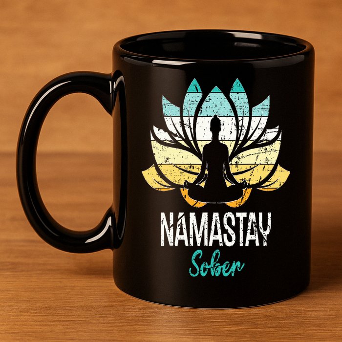 Namastay Sober NA AA 12 Step Recovery Narcotics Anonymous 11oz C Handle Ceramic Mug