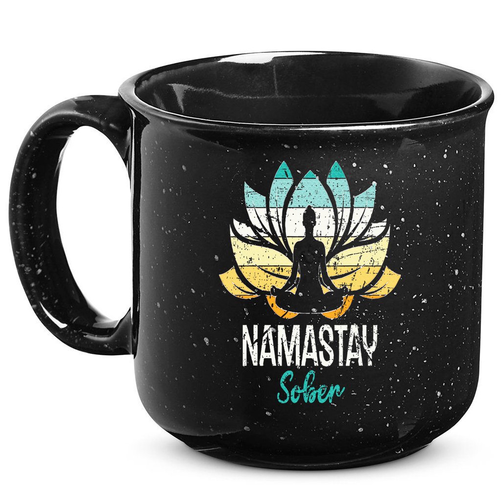 Namastay Sober NA AA 12 Step Recovery Narcotics Anonymous 15oz Campfire Ceramic Mug