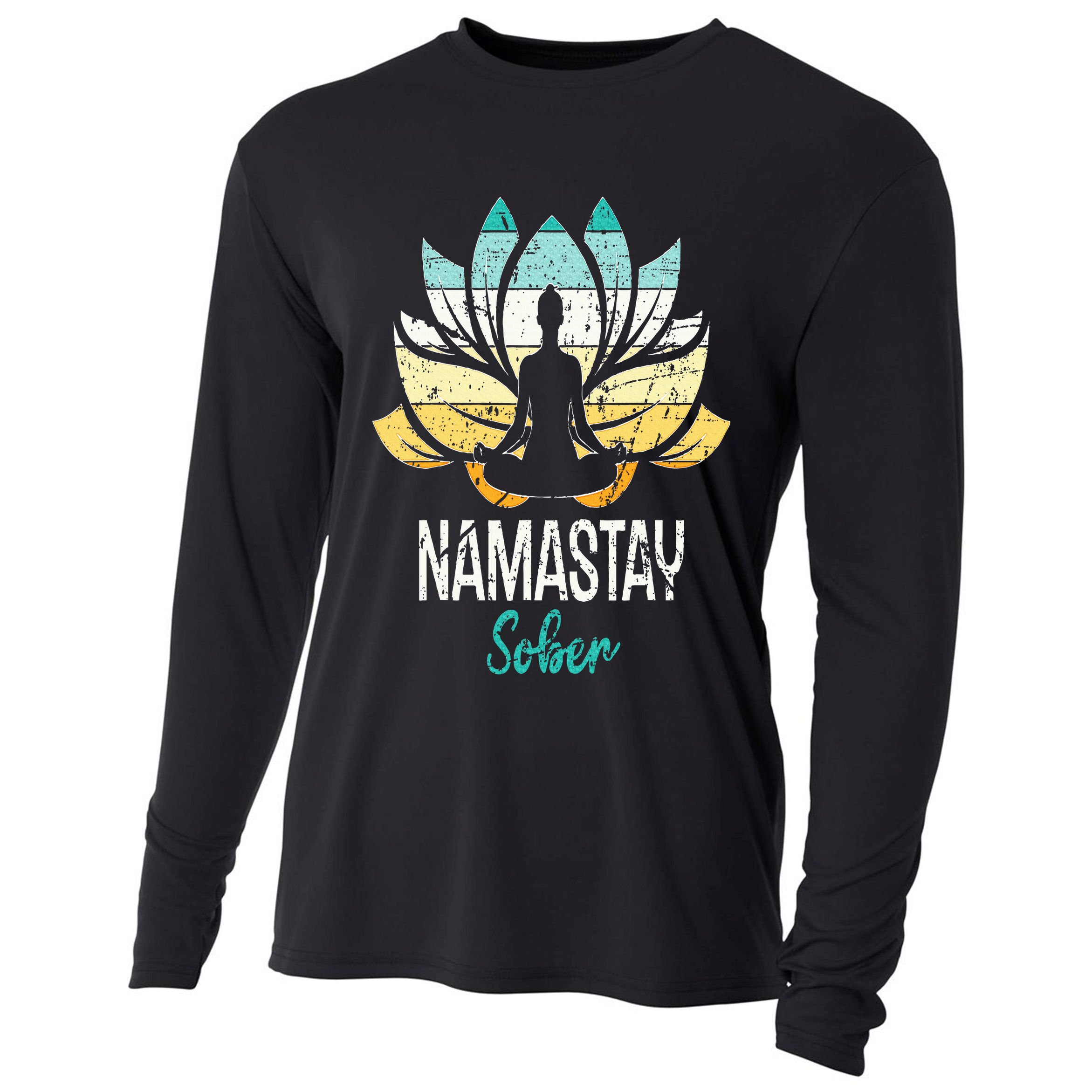 Namastay Sober NA AA 12 Step Recovery Narcotics Anonymous Cooling Performance Long Sleeve Crew