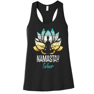 Namastay Sober NA AA 12 Step Recovery Narcotics Anonymous Women's Racerback Tank