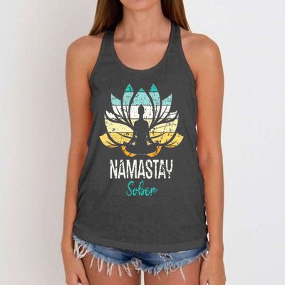 Namastay Sober NA AA 12 Step Recovery Narcotics Anonymous Women's Knotted Racerback Tank