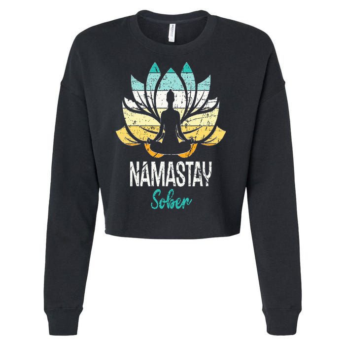 Namastay Sober NA AA 12 Step Recovery Narcotics Anonymous Cropped Pullover Crew