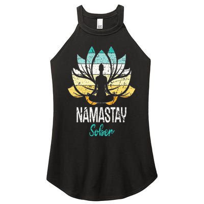 Namastay Sober NA AA 12 Step Recovery Narcotics Anonymous Women's Perfect Tri Rocker Tank