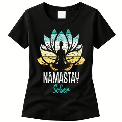 Namastay Sober NA AA 12 Step Recovery Narcotics Anonymous Womens T-Shirt
