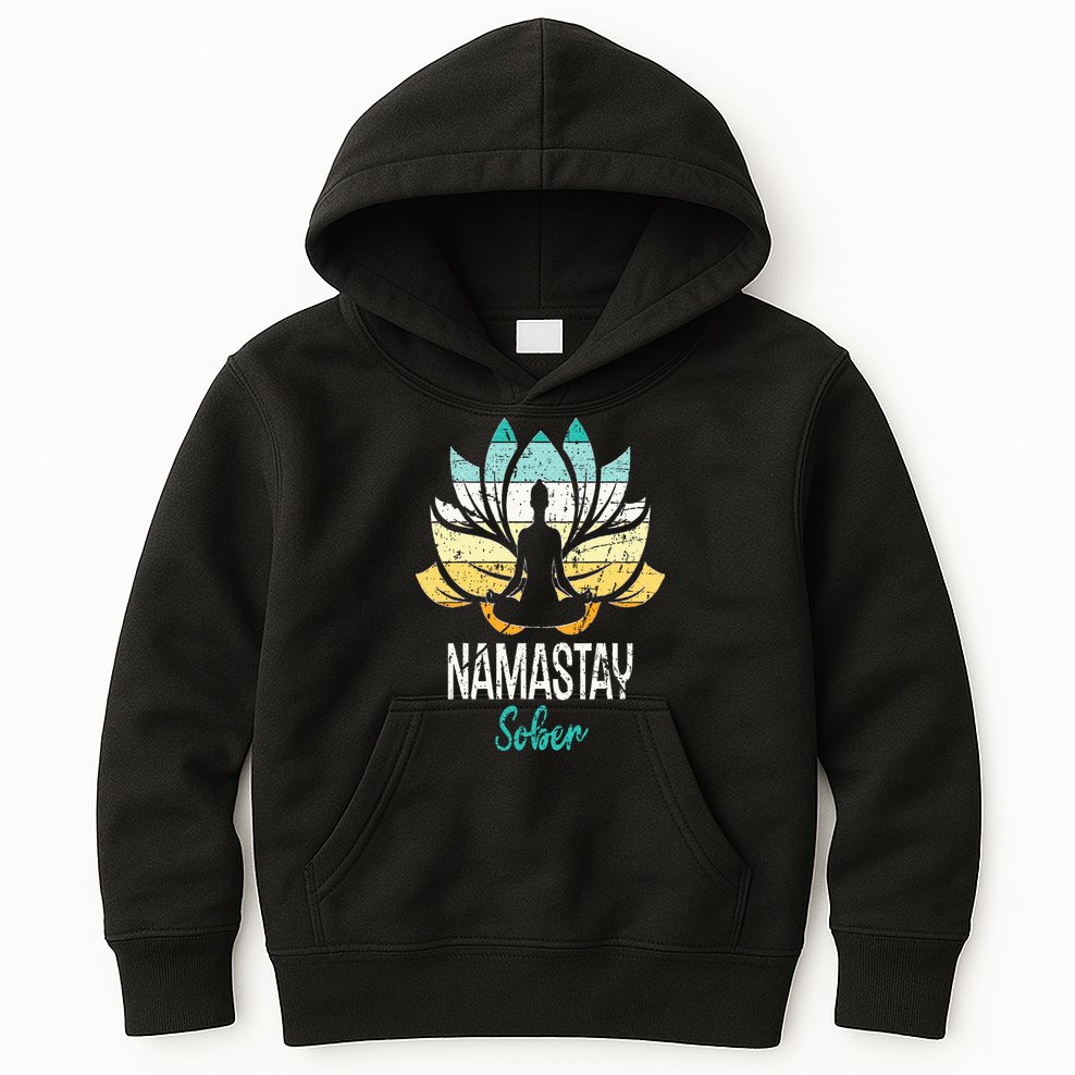 Namastay Sober NA AA 12 Step Recovery Narcotics Anonymous Kids Hoodie