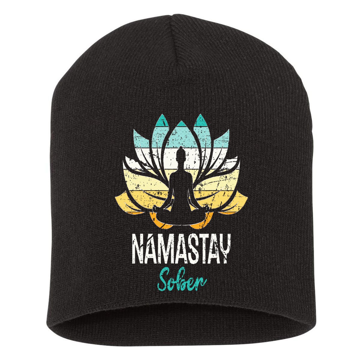 Namastay Sober NA AA 12 Step Recovery Narcotics Anonymous Short Acrylic Beanie