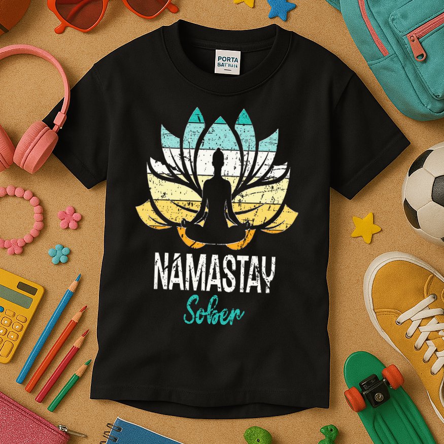 Namastay Sober NA AA 12 Step Recovery Narcotics Anonymous Kids T-Shirt