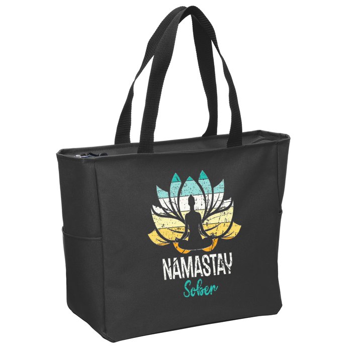 Namastay Sober NA AA 12 Step Recovery Narcotics Anonymous Zip Tote Bag