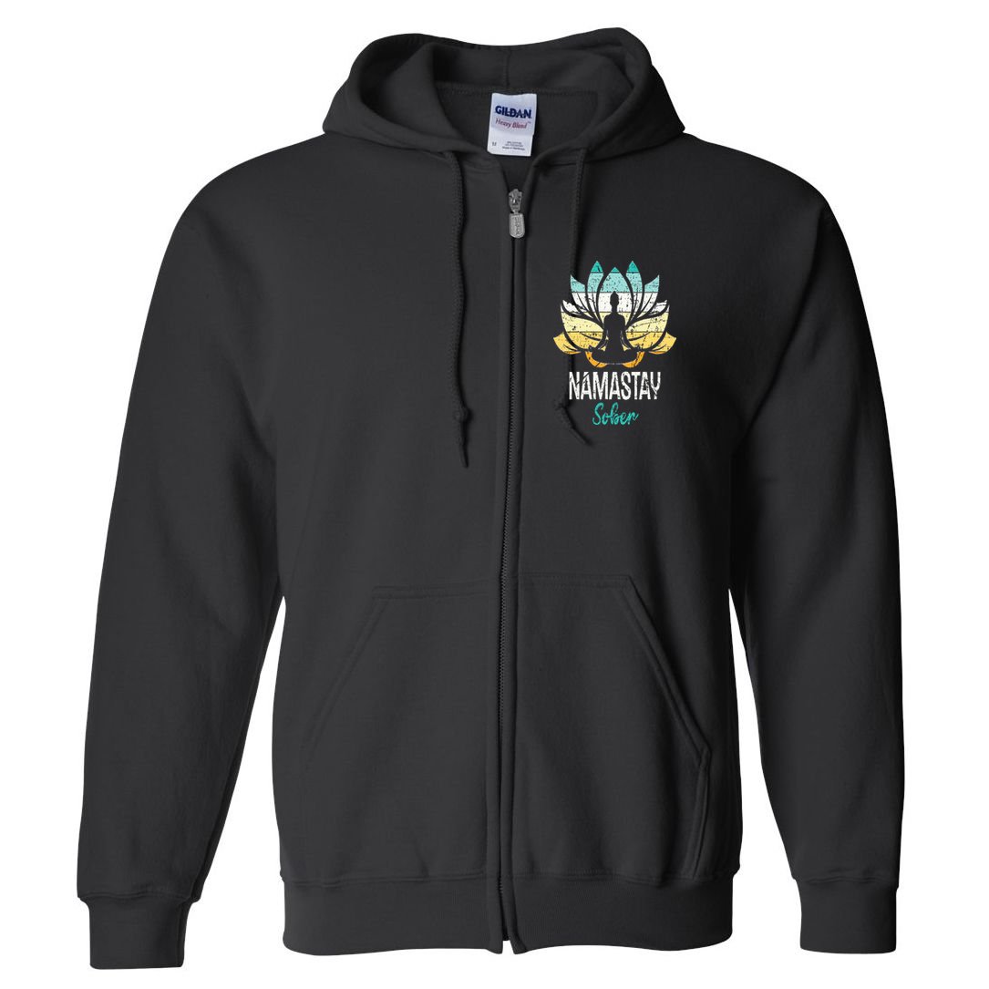Namastay Sober NA AA 12 Step Recovery Narcotics Anonymous Full Zip Hoodie
