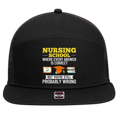 Nurse Student Nursing School Education Graduate Gift 7 Panel Mesh Trucker Snapback Hat