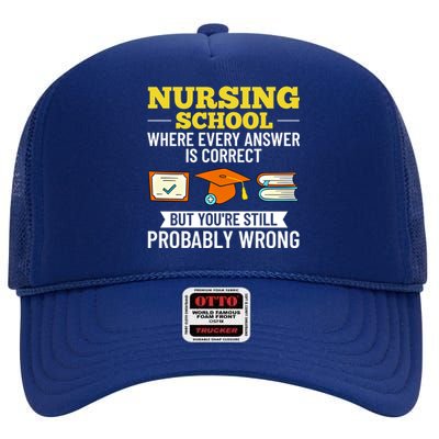 Nurse Student Nursing School Education Graduate Gift High Crown Mesh Back Trucker Hat