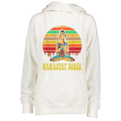 Namastay Sober Na Aa 12 Step Recovery Narcotics Anonymous Great Gift Womens Funnel Neck Pullover Hood