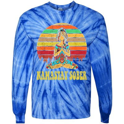 Namastay Sober Na Aa 12 Step Recovery Narcotics Anonymous Great Gift Tie-Dye Long Sleeve Shirt