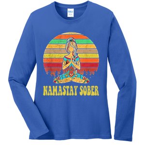 Namastay Sober Na Aa 12 Step Recovery Narcotics Anonymous Great Gift Ladies Long Sleeve Shirt