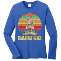 Namastay Sober Na Aa 12 Step Recovery Narcotics Anonymous Great Gift Ladies Long Sleeve Shirt