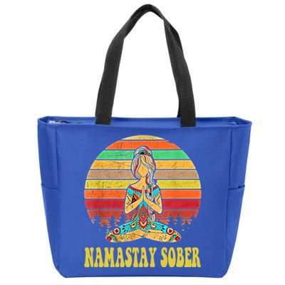 Namastay Sober Na Aa 12 Step Recovery Narcotics Anonymous Great Gift Zip Tote Bag