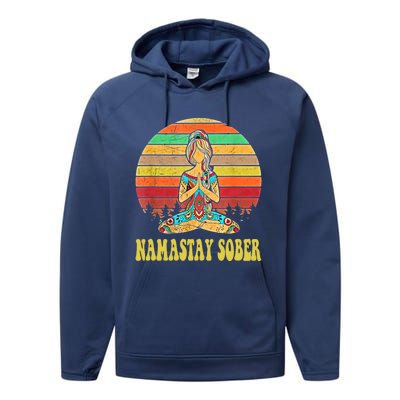 Namastay Sober Na Aa 12 Step Recovery Narcotics Anonymous Great Gift Performance Fleece Hoodie