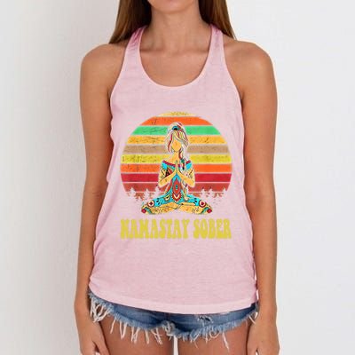 Namastay Sober Na Aa 12 Step Recovery Narcotics Anonymous Great Gift Women's Knotted Racerback Tank