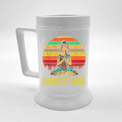 Namastay Sober Na Aa 12 Step Recovery Narcotics Anonymous Great Gift Beer Stein