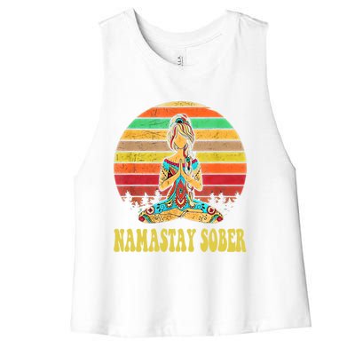 Namastay Sober Na Aa 12 Step Recovery Narcotics Anonymous Great Gift Women's Racerback Cropped Tank