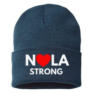 Nola Strong New Orleanssupport Never Forget Nola Strong Sustainable Knit Beanie