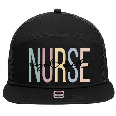 Night Shift Nurse Boho Night Shift Nursing Gift 7 Panel Mesh Trucker Snapback Hat