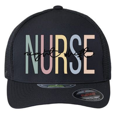 Night Shift Nurse Boho Night Shift Nursing Gift Flexfit Unipanel Trucker Cap