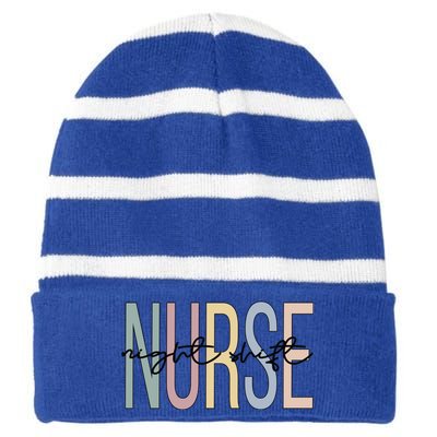 Night Shift Nurse Boho Night Shift Nursing Gift Striped Beanie with Solid Band