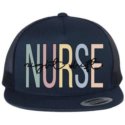 Night Shift Nurse Boho Night Shift Nursing Gift Flat Bill Trucker Hat