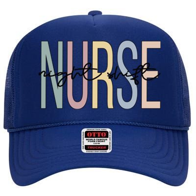 Night Shift Nurse Boho Night Shift Nursing Gift High Crown Mesh Back Trucker Hat