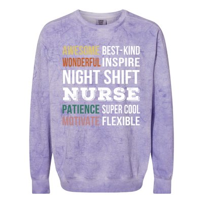 Night Shift Nurse Tee Funny Appreciation Gift Colorblast Crewneck Sweatshirt