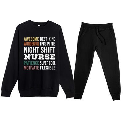 Night Shift Nurse Tee Funny Appreciation Gift Premium Crewneck Sweatsuit Set