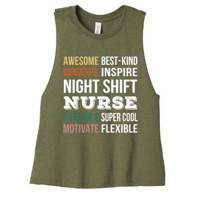 Night Shift Nurse Tee Funny Appreciation Gift Women's Racerback Cropped Tank