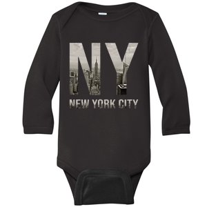 Nyc Skylines New York City That Never Sleeps Baby Long Sleeve Bodysuit