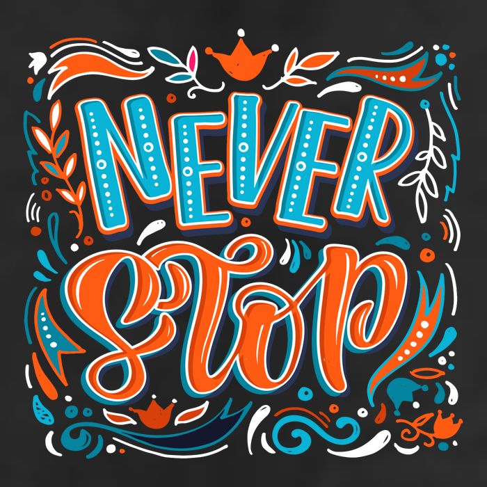Never Stop 11oz C Handle Ceramic Mug