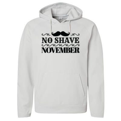 No Shave November Mustache Funny Performance Fleece Hoodie