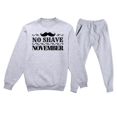 No Shave November Mustache Funny Premium Crewneck Sweatsuit Set