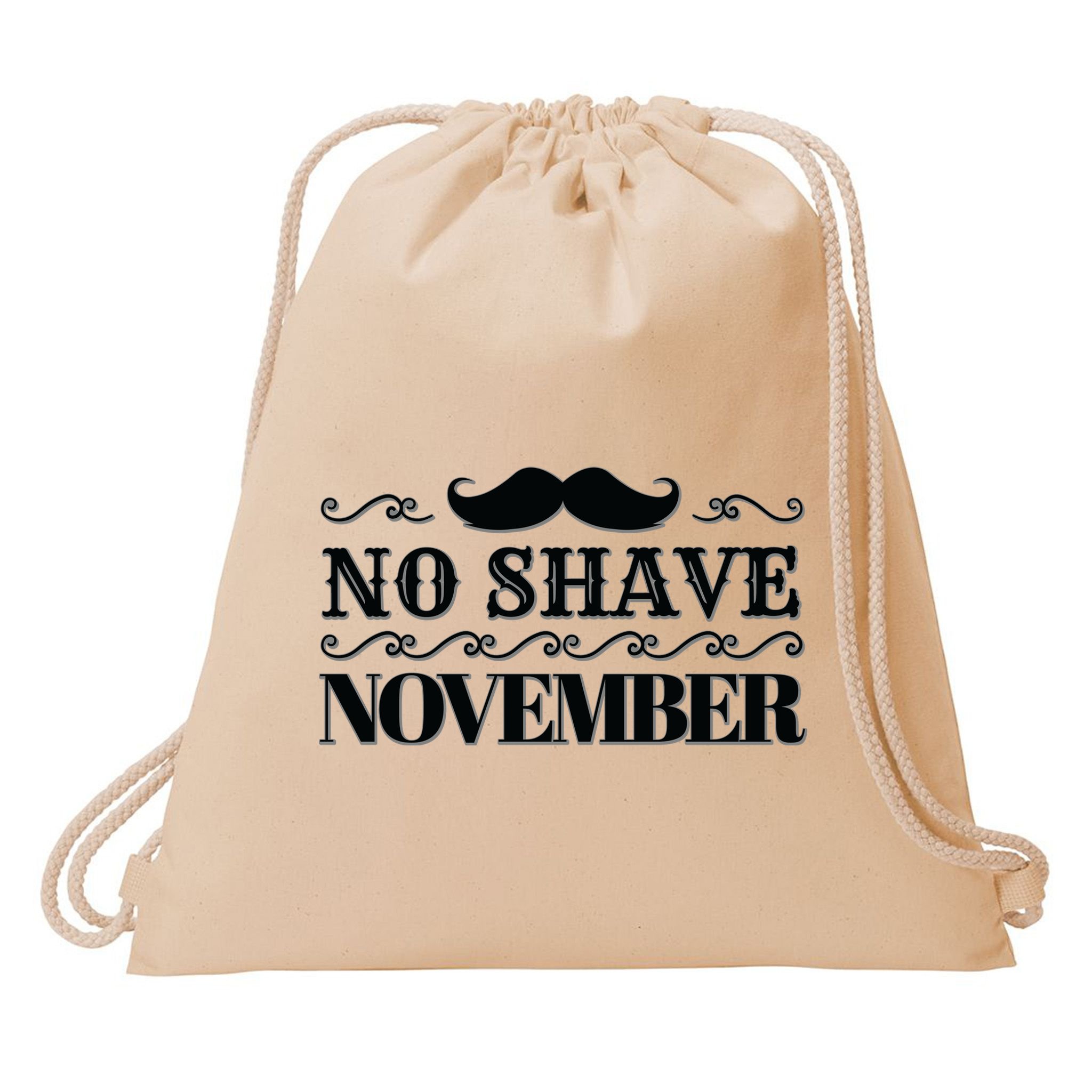 No Shave November Mustache Funny Drawstring Bag