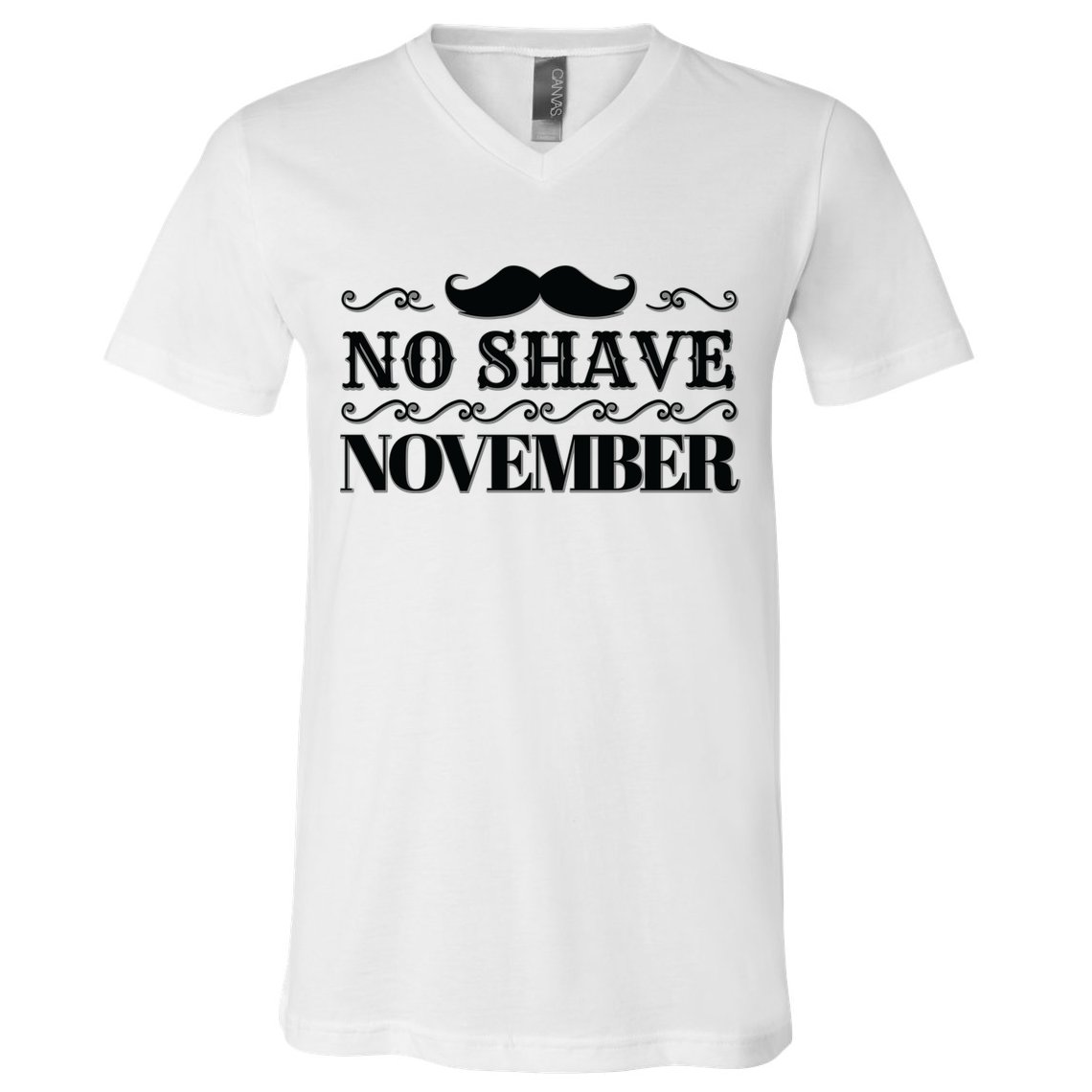 No Shave November Mustache Funny V-Neck T-Shirt